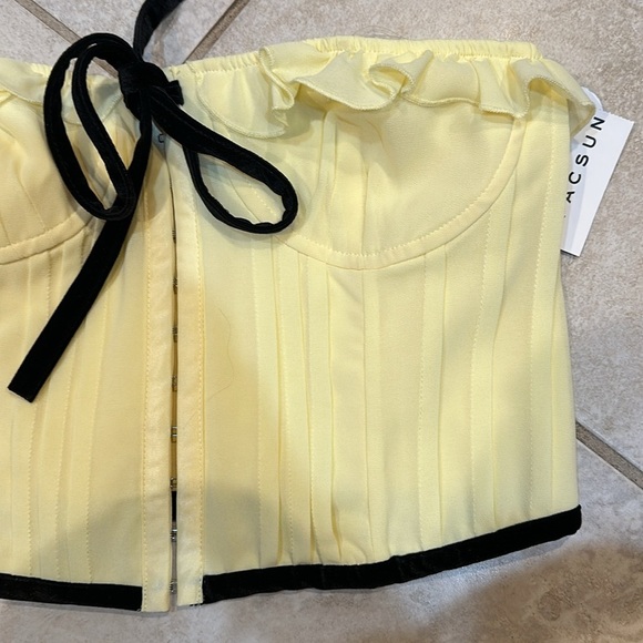 NWT! Pacsun Beverly and Beck Yellow Velvet Bow Corset Top M coquette - Picture 5 of 7